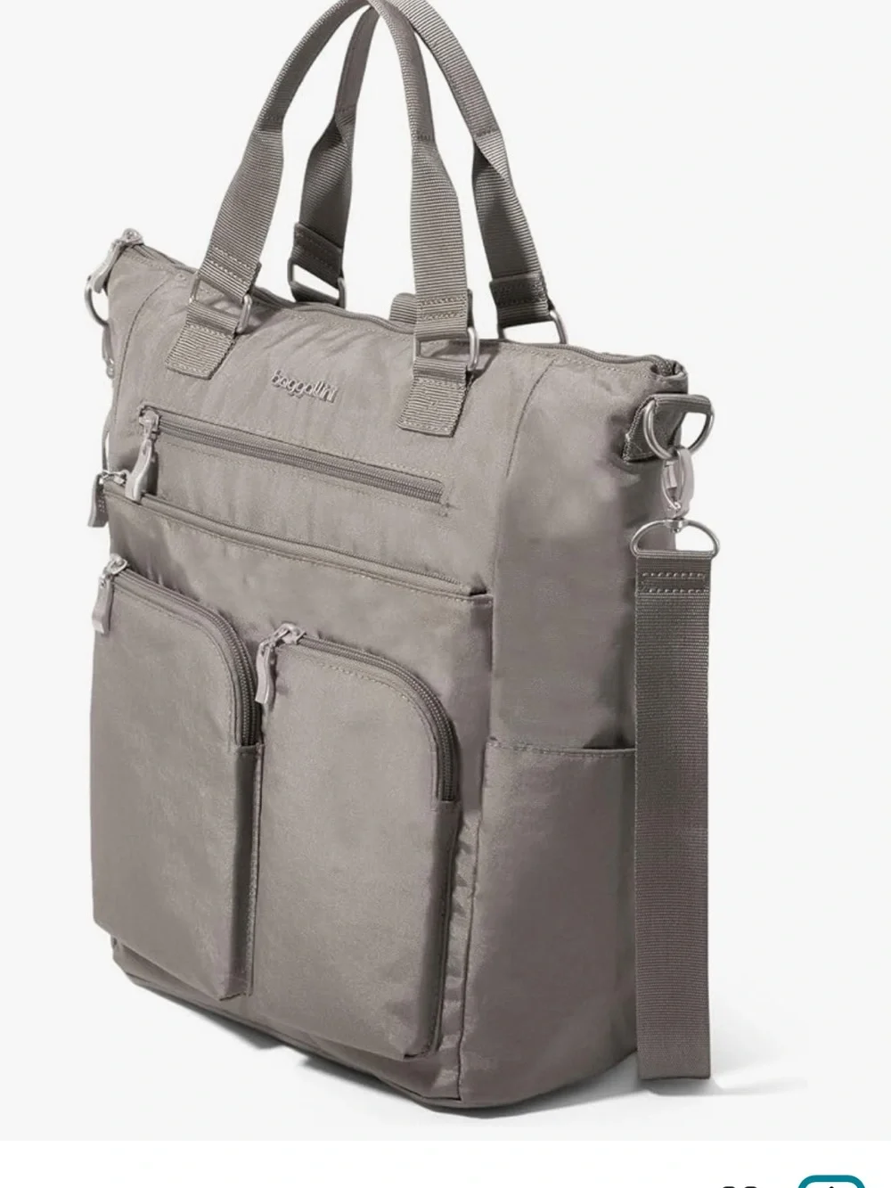 NWT Baggallini All Set 3 in 1 convertible crossbody tote backpack in silver gray - Picture 4 of 13